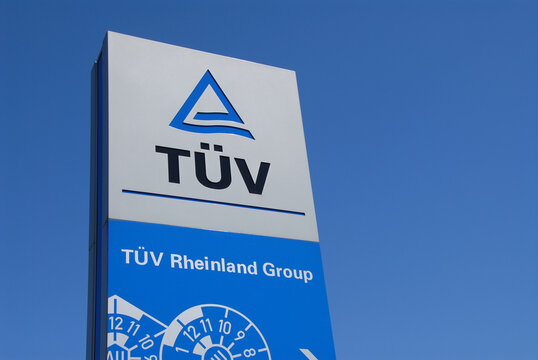 Arnsberg, North Rhine-Westphalia / Germany - June 29, 2008: Logo of T&Uuml;V Rheinland in Arnsberg, Germany - Technical Inspection Association - German business that provide product certification services