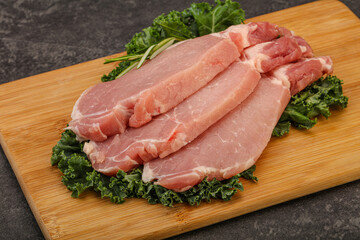 Raw pork steak for cooking