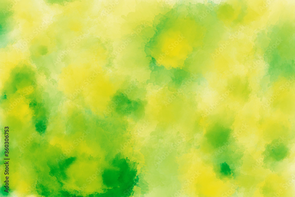 Wall mural modern watercolor drawing texture in shades of yellow and green. colorful gradient paint splashes pa