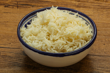 Steamed basmati rice in the bowl
