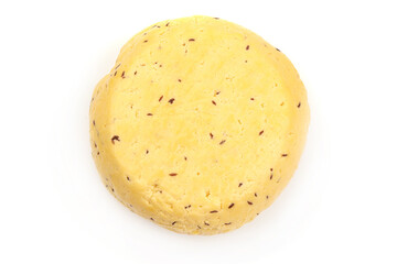 Caraway cheese, isolated on white background