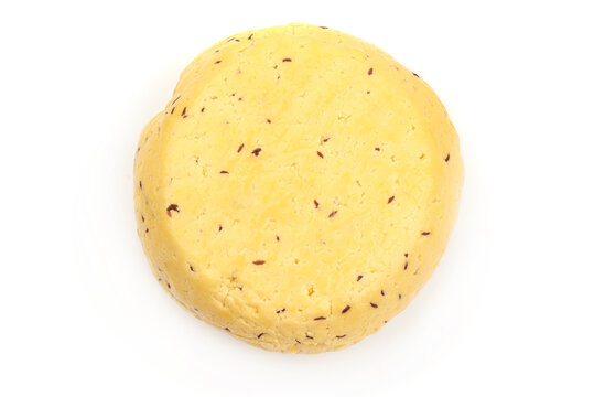 Caraway cheese, isolated on white background