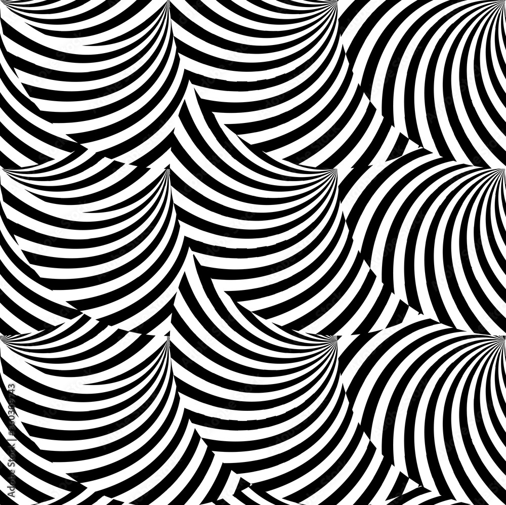 Wall mural abstract black spiral striped seamless background