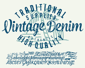 Craft retro vintage typeface design. Youth fashion type. Textured alphabet. Pop modern display vector letters. Drawn in graphic style. Set of Latin characters numbers