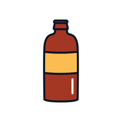 big beer bottle icon, line fill style