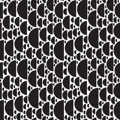 Seamless background with half circles of different sizes. Monochrome. Geometric texture.