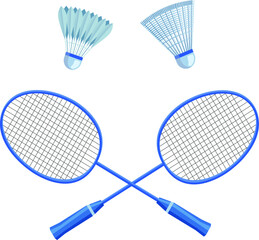 badminton racket and shuttlecocks isolated. Vector illustration