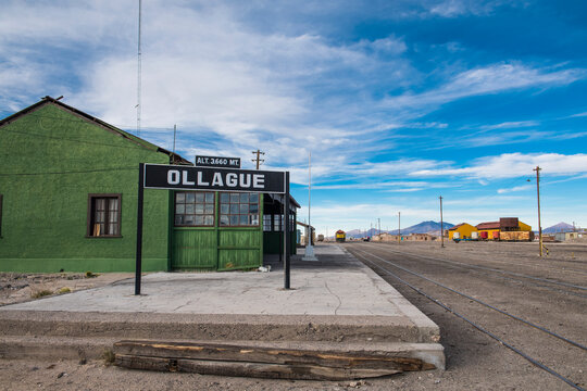 Train-station in the border town of Ollague between Chile and Bolivia