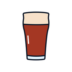 nonic pint beer glass icon, line fill style