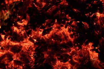 Fire. A flame on a black background. A background for designers. Colors of hell. Abstract fiery texture.