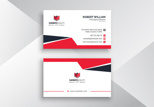 Corporate Business Card Layout with Red Accents