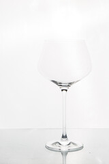 Empty Isolated Clear Wine Glass Stemware on White Background