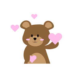 Obraz na płótnie Canvas Fun zoo. Illustration of cute Bear with pink hearts