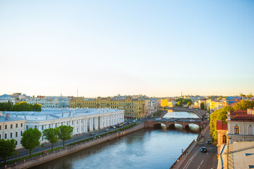 The view from the roofs from above on the city of St. Petersburg