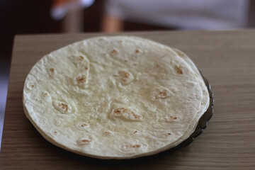 Empty tortillas on a plate. Selective focus.