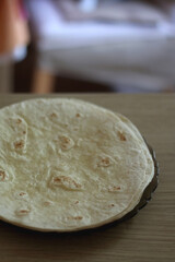 Empty tortillas on a plate. Selective focus.