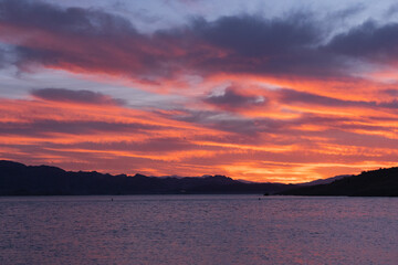 sunset over the lake
