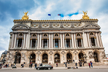 Fototapeta na wymiar National Academy of the Music also called Opera Garnier in a cold winter day in Paris France