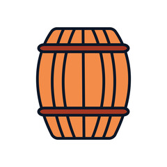 wooden barrel icon, line fill style