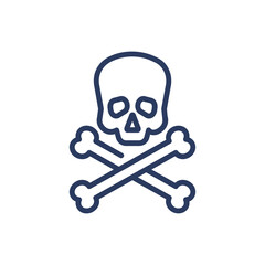 Poison thin line icon. Skull, bone, danger isolated outline sign. Chemistry and science concept. Vector illustration symbol element for web design and apps