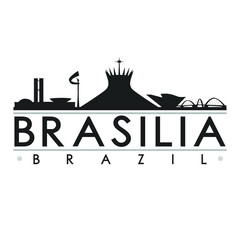 Brasilia Brazil Skyline Silhouette Design City Vector Art Famous Buildings  - obrazy, fototapety, plakaty