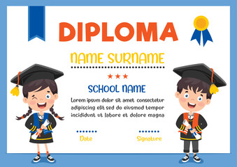 Diploma Certificate For Preschool And Elementary School Kids