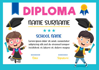 Diploma Certificate For Preschool And Elementary School Kids