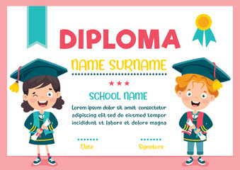 Diploma Certificate For Preschool And Elementary School Kids