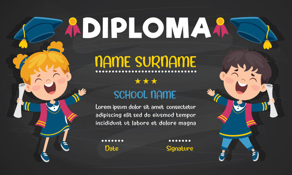 Diploma Certificate For Preschool And Elementary School Kids