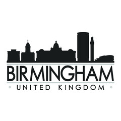 Fototapeta na wymiar Birmingham Skyline Silhouette Design City Vector Art Famous Buildings 