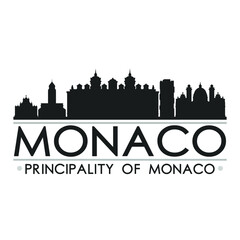 Obraz premium Monaco Skyline Silhouette Design City Vector Art Famous Buildings 