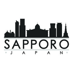 Sapporo Japan Skyline Silhouette Design City Vector Art Famous Buildings 