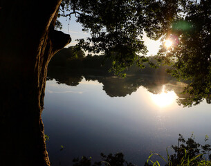 HABARANA PALUGASWEWA SRI LANKA DEC 13 2016 :water reservoir morning view palugswewa sri lanka
