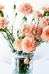 Bunch of beautyful peach-colored clovers, closeup.
