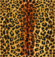Seamless leopard fur pattern. Natural color. Can be used for fabrics, wallpapers, cover