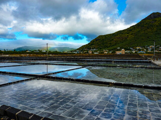 The Saltworks of Yemen-Tamarin. Small salt farm at the entrance of Tamarin in the south ouest of Mauritius