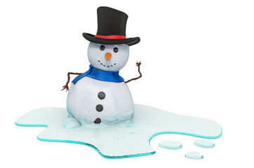 Melting snowman, 3D rendering