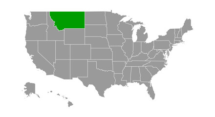 map of USA with indication of State of Montana