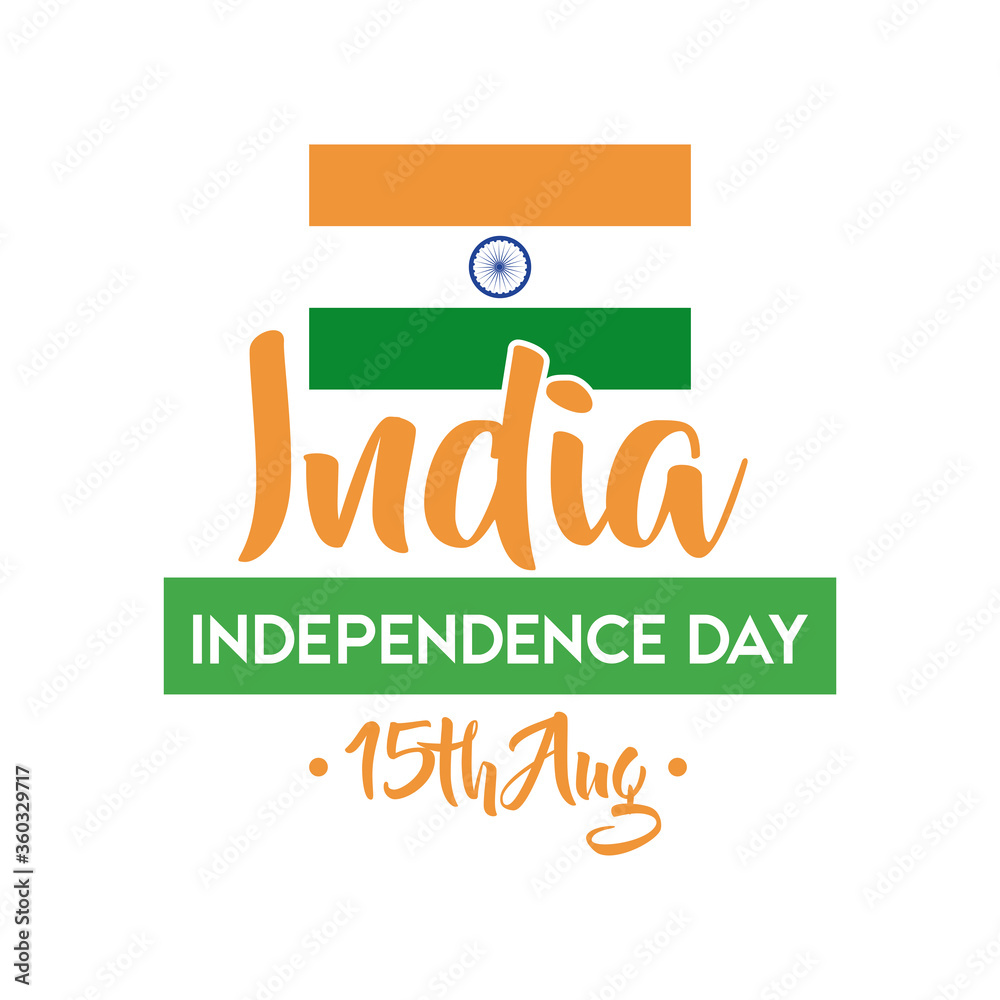 Wall mural india independence day celebration with flag flat style