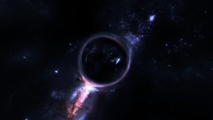 Fototapeta na wymiar Black hole realistic illustration. 8k resolution space wallpaper.