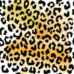 Leopard skin seamless pattern. Black color with color spots. For printing on fabric, paper, souvenirs, things. Wallpaper, covers, shoes.