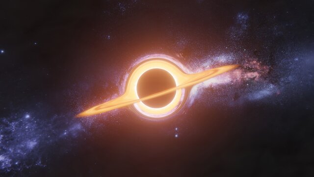 Black Hole Realistic Illustration. 8k Resolution Space Wallpaper.