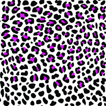 Leopard skin seamless pattern. Black color with color spots. For printing on fabric, paper, souvenirs, things. Wallpaper, covers, shoes.