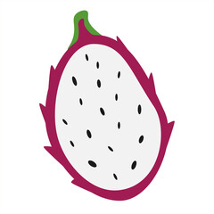 Dragon fruit. Half a sliced exotic fruit.