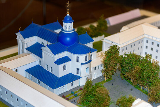MINSK, BELARUS - MAY 5, 2018: Zhyrovichy Monastery, an Orthodox complex in Belarus. Museum of miniatures, Minsk