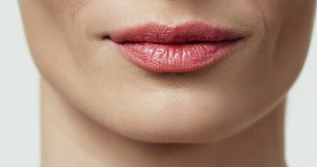 Close up of beauty woman lips, nude colors. Sexy lips