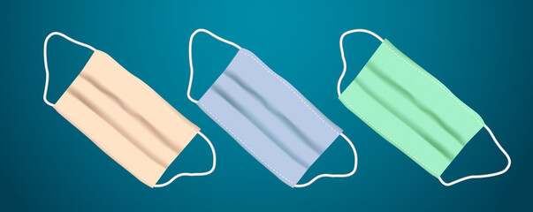 Realistic medical face mask. Details 3d medical mask. fabric mask Vector illustration.