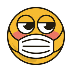 emoticon with medical mask coronavirus covid-19 pandemic, flat cartoon style