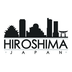 Fototapeta premium Hiroshima Japan Skyline Silhouette Design City Vector Art Famous Buildings 