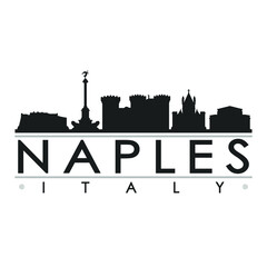 Fototapeta premium Naples Italy Skyline Silhouette Design City Vector Art Famous Buildings.